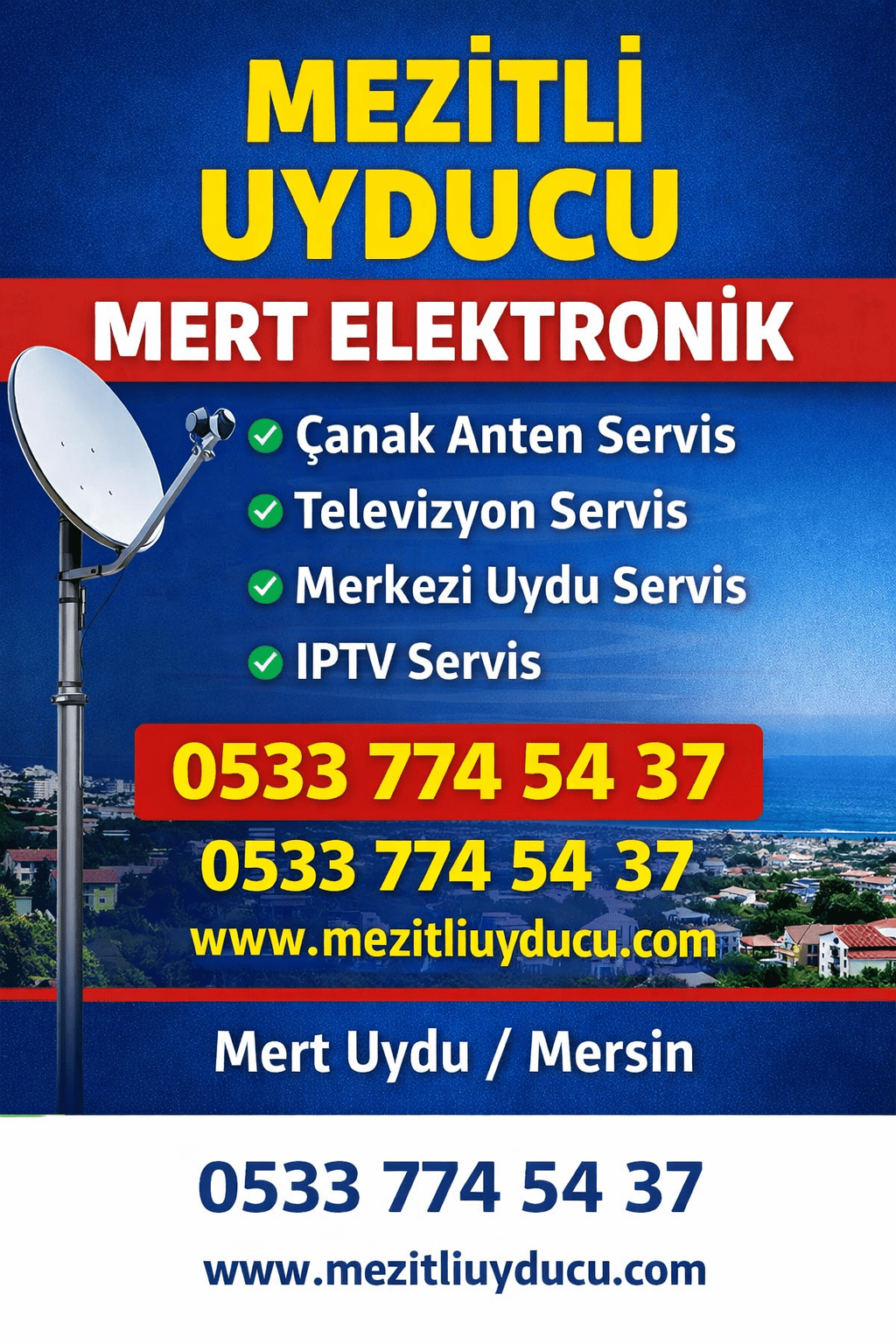 Mezitli Uyducu Mert Elektronik 0533 774 54 37 Çanak Anten Servis Televizyon Servis Me 894585