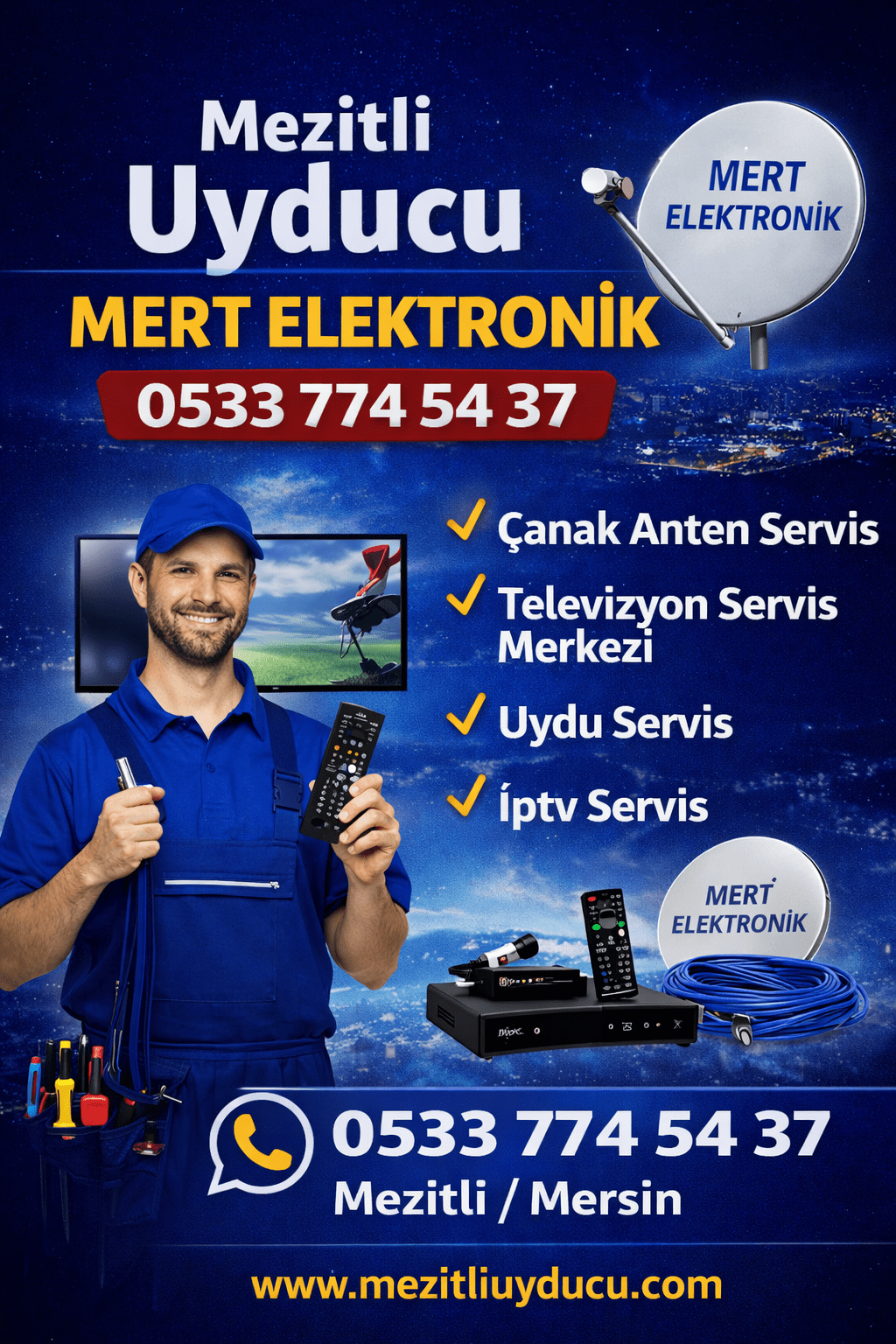 Mezitli Uyducu Mert Elektronik 0533 774 54 37 Çanak Anten Servis Televizyon Servis Me 985817